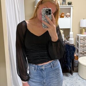 Medium Black long sleeve top with shimmer